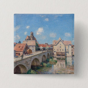 Badge Carré 5 Cm L'œuvre d'art d'Alfred Sisley - Le Pont de Moret