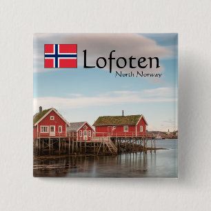 Badge Carré 5 Cm Lofoten Norvège Souvenir