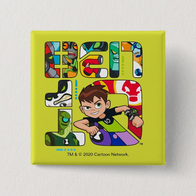 Badge Carré 5 Cm Logo Ben 10 Alien (Devant)