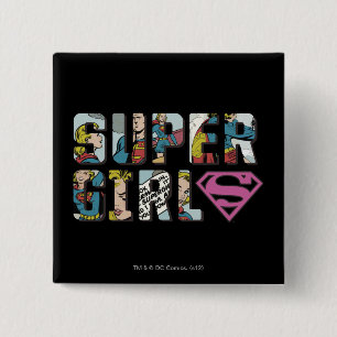 Badge Carré 5 Cm Logo comique de Supergirl