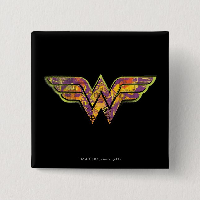 Badge Carré 5 Cm Logo couleur Wonder Woman (Devant)