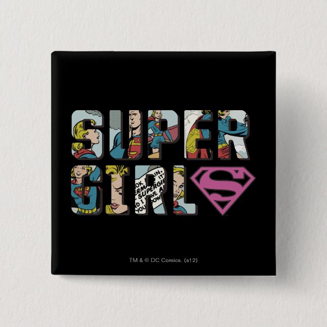 Badge Carré 5 Cm Logo de bande dessinée Supergirl (Devant)