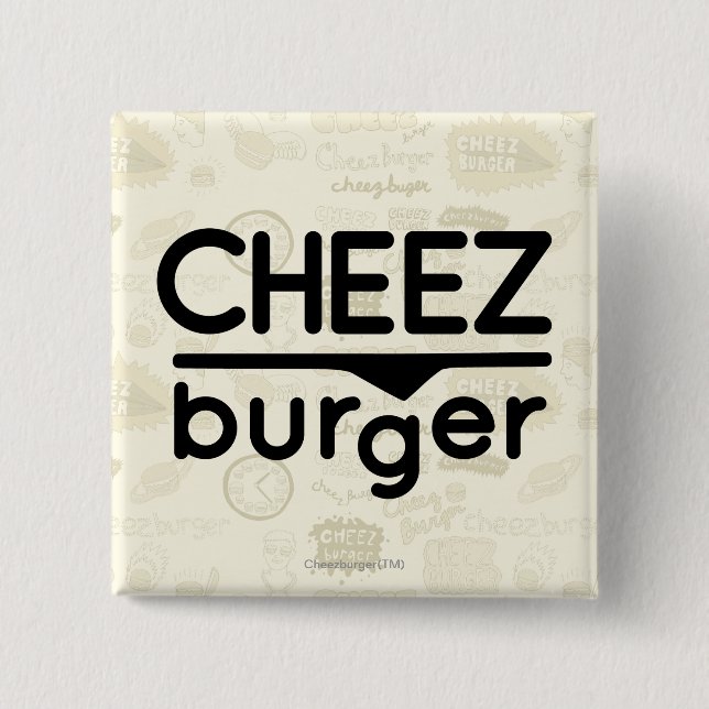 Badge Carré 5 Cm Logo de Cheezburger (noir) (Devant)