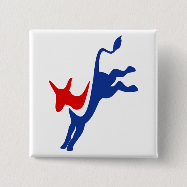 Badge Carré 5 Cm Logo de Democrat Donkey (Devant)