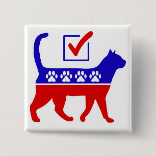 Badge Carré 5 Cm Logo de la fête du chat Feline Politique Grand Par