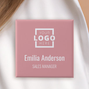 Badge Carré 5 Cm Logo de l'entreprise Nom du personnel de l'employé