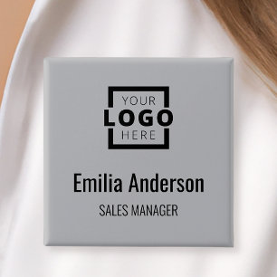 Badge Carré 5 Cm Logo d'entreprise Nom du personnel de l'employé Ba