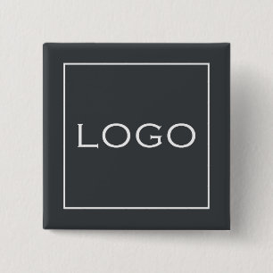 Badge Carré 5 Cm Logo d'entreprise personnalisable sur fond gris ch