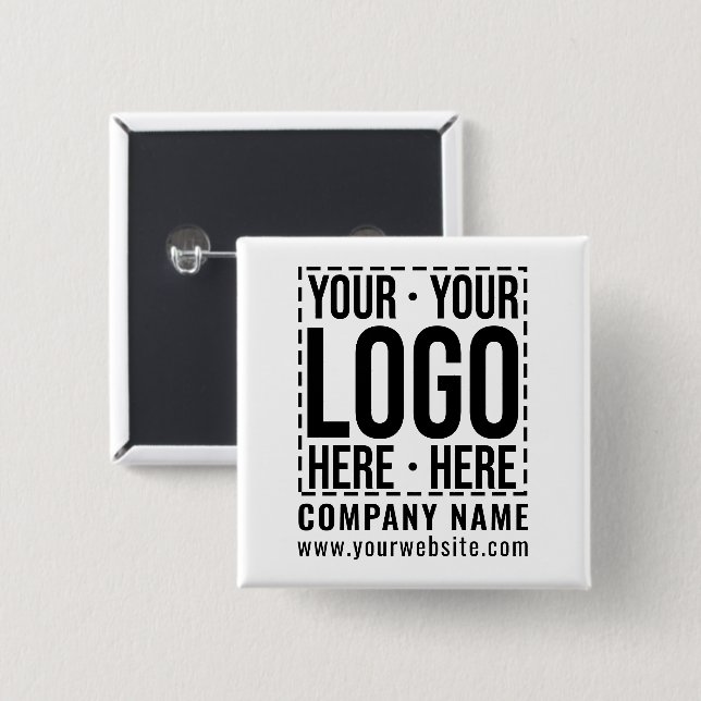 Badge Carré 5 Cm Logo d'entreprise personnalisé Entreprise Cool mod (Devant & derrière)