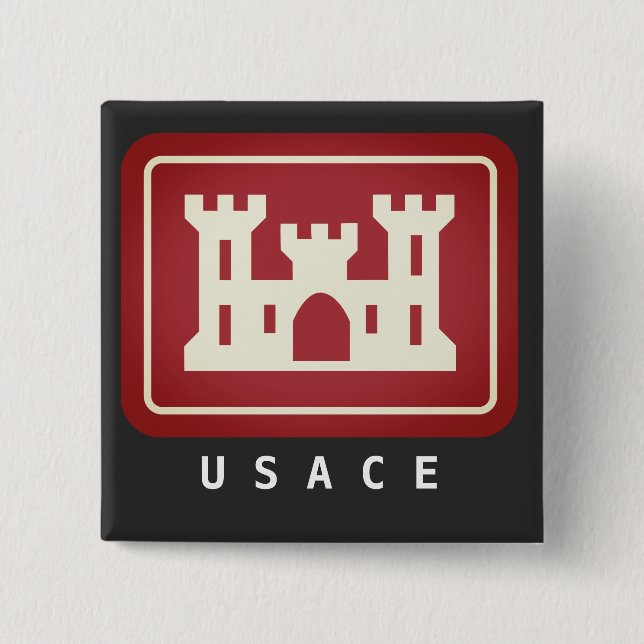 Badge Carré 5 Cm Logo et texte USACE (Devant)