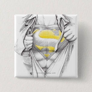 Badge Carré 5 Cm Logo Superman de la poitrine esquissée