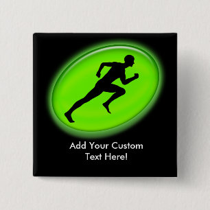 Badge Carré 5 Cm Logo vert de forme physique de lueur