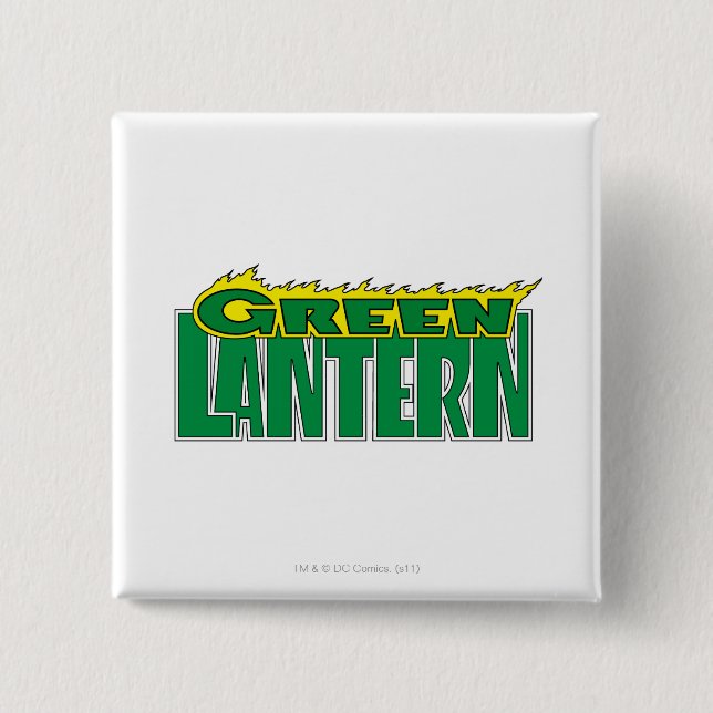 Badge Carré 5 Cm Logo vert de lanterne - flammes jaunes (Devant)