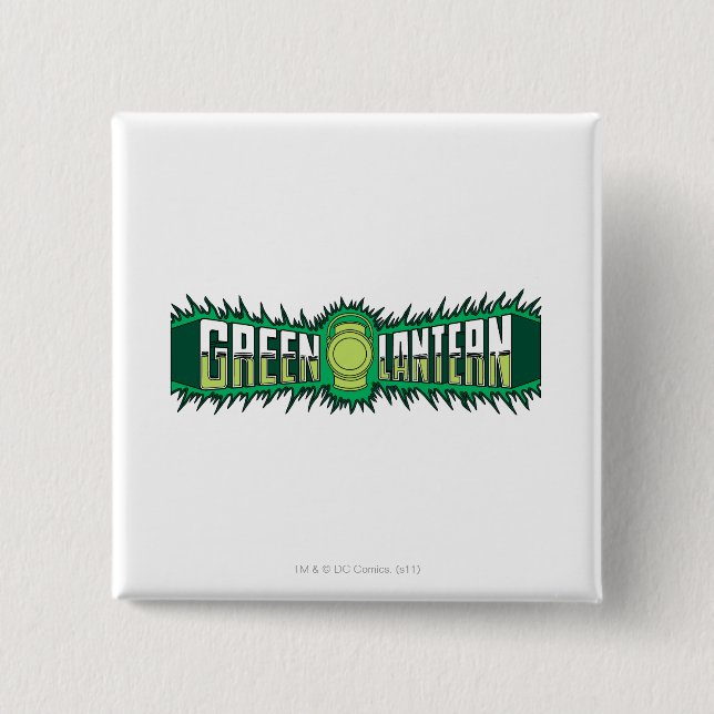 Badge Carré 5 Cm Logo vert de lanterne - flammes vertes (Devant)