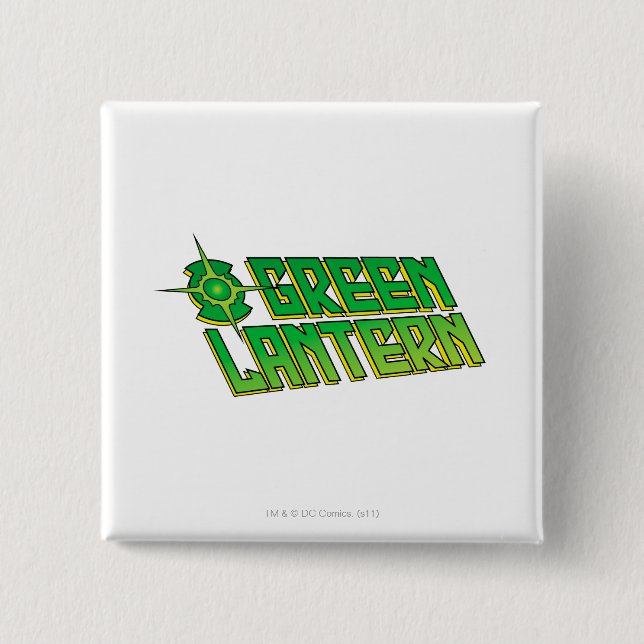 Badge Carré 5 Cm Logo vert de lanterne - incliné (Devant)