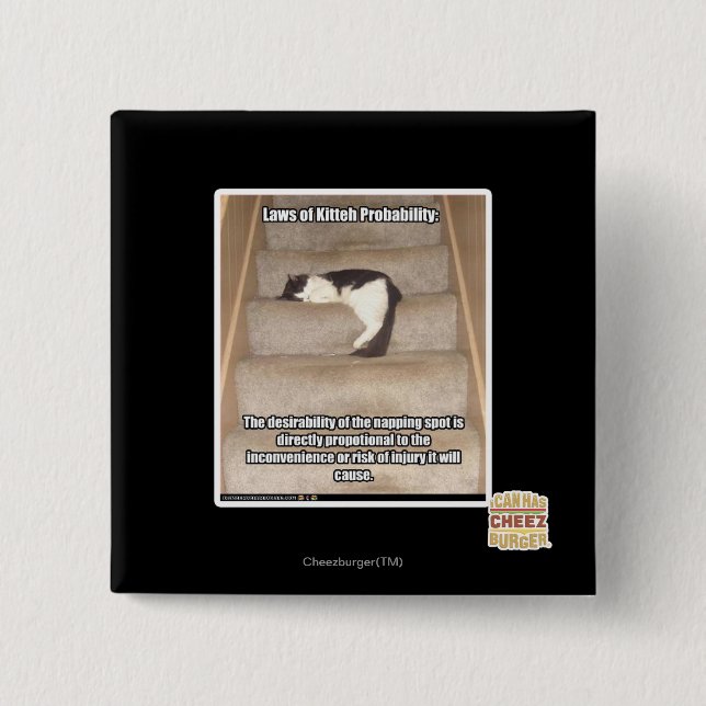 Badge Carré 5 Cm Lois de la probabilité de Kitteh (Devant)