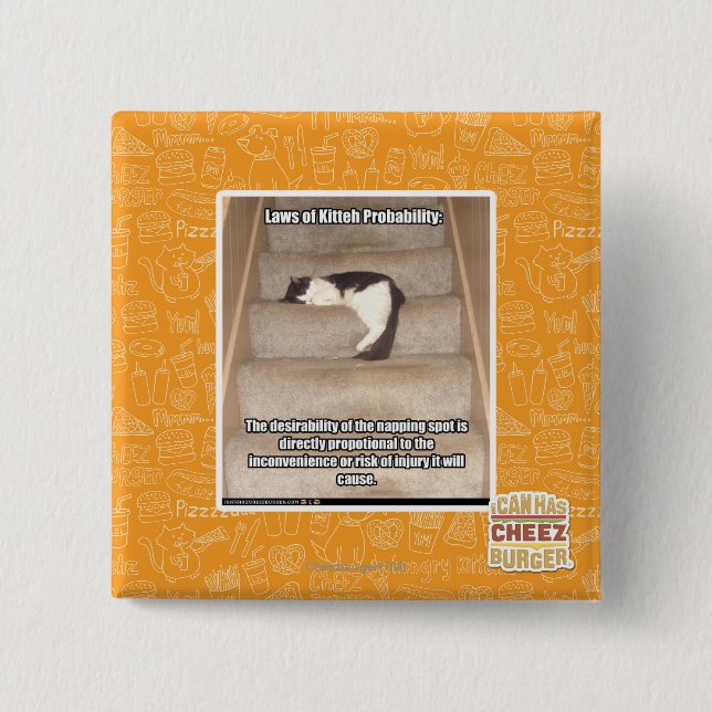 Badge Carré 5 Cm Lois de la probabilité de Kitteh (Devant)