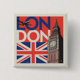 Badge Carré 5 Cm Londres Big Ben Angleterre