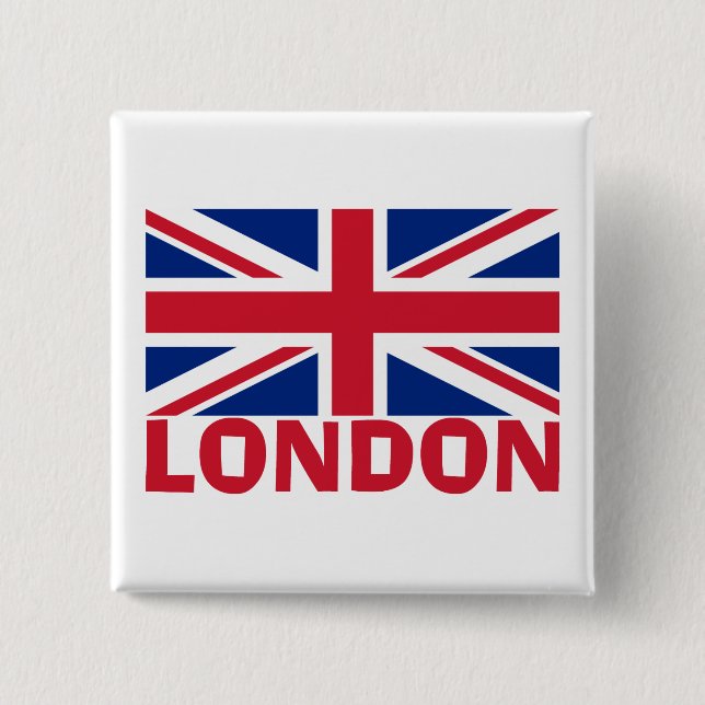Badge Carré 5 Cm Londres en rouge (Devant)