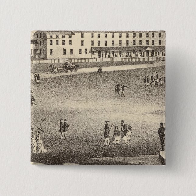 Badge Carré 5 Cm Long Beach House, Long Beach, NJ (Devant)