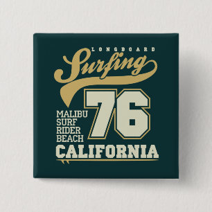 Badge Carré 5 Cm Longboard surfant la Californie 76