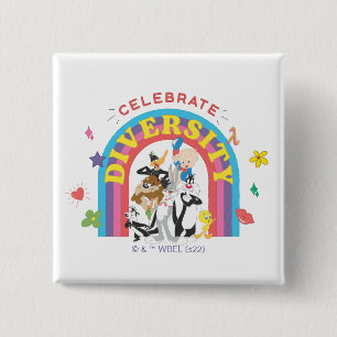 Badge Carré 5 Cm LOONEY TUNES™ - Celebrate Diversity Pride Arc-en-c