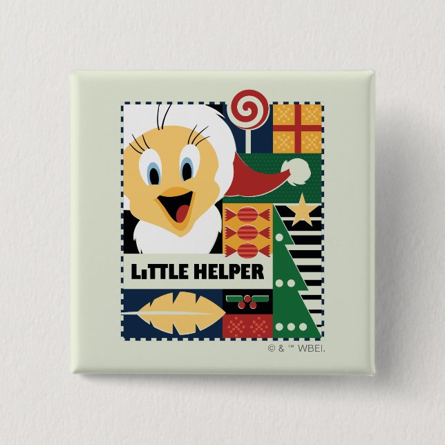 Badge Carré 5 Cm LOONEY TUNES™ TWEETY™ Little Helper (Devant)