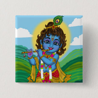 Badge Carré 5 Cm Lord Krishna Button