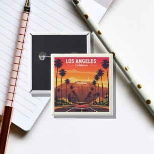 Badge Carré 5 Cm Los Angeles vintage Californie