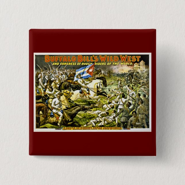 Badge Carré 5 Cm L'ouest sauvage 1898 de Buffalo Bill (Devant)