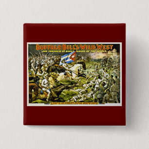 Badge Carré 5 Cm L'ouest sauvage 1898 de Buffalo Bill
