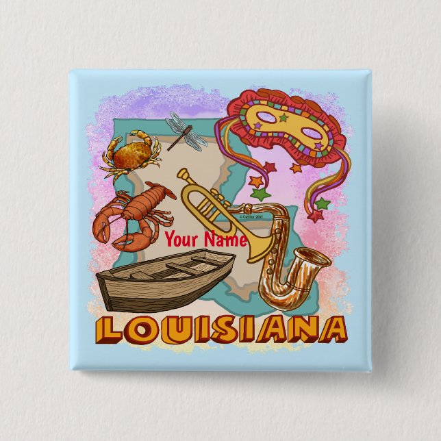 Badge Carré 5 Cm Louisiane (Devant)