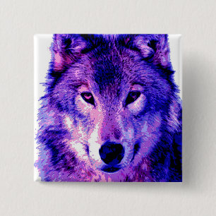 Badge Carré 5 Cm Loup