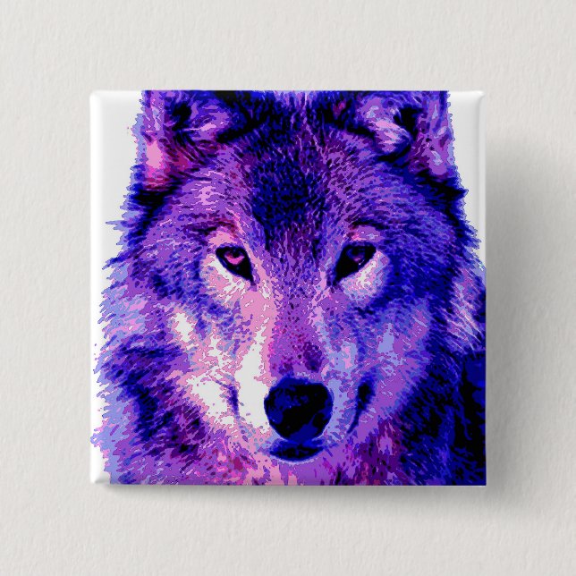 Badge Carré 5 Cm Loup (Devant)