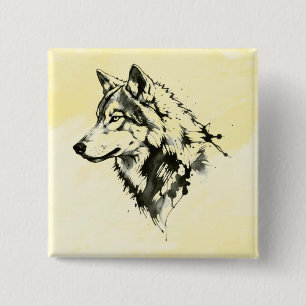 Badge Carré 5 Cm Loup