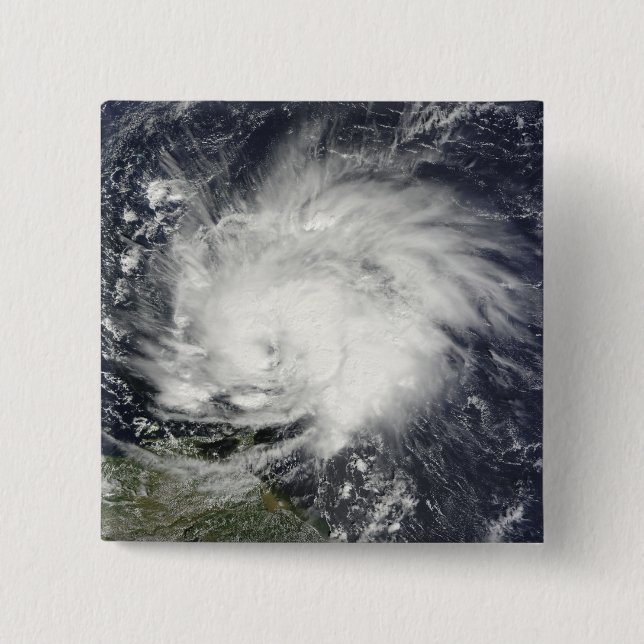 Badge Carré 5 Cm L'ouragan Tomas sur les Petites Antilles (Devant)