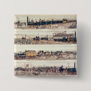 Badge Carré 5 Cm L'ouverture de Stockton et de Darlington