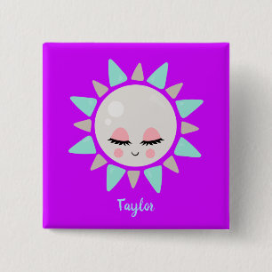 Badge Carré 5 Cm Lovable Kawaii Sunshine