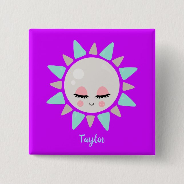 Badge Carré 5 Cm Lovable Kawaii Sunshine (Devant)