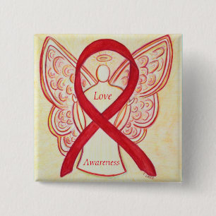Badge Carré 5 Cm Love Angel Sensibilisation Pins de ruban