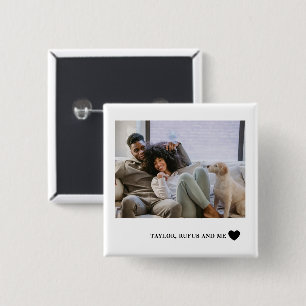 Badge Carré 5 Cm Love Heart Text et 2 photos