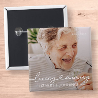 Badge Carré 5 Cm Love Memory Modern Elegant Heart Photo