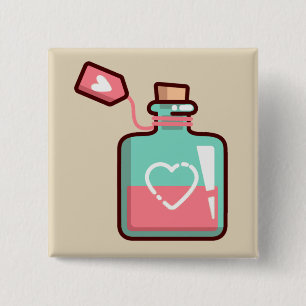 Badge Carré 5 Cm Love Potion Hearts Bottle