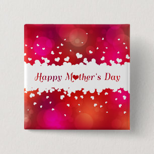 Badge Carré 5 Cm Lovely Happy Mother's Day Hearts