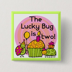 Badge Carré 5 Cm Lucky Bug Cupcake 2e Anniversaire T-shirts et cade