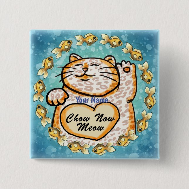 Badge Carré 5 Cm Lucky Cat Meow (Devant)
