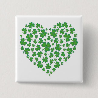 Badge Carré 5 Cm Lucky Irish Shamrock Heart