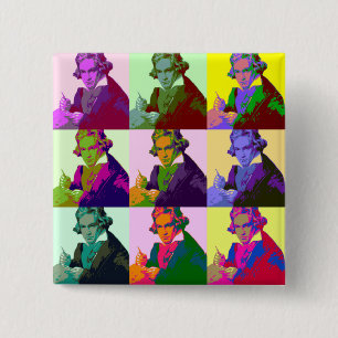 Badge Carré 5 Cm Ludwig Van Beethoven Pop Art