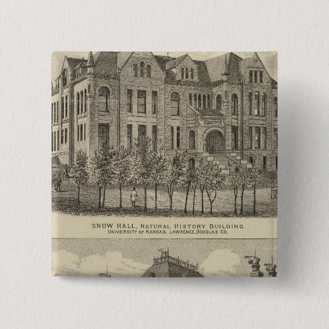Badge Carré 5 Cm L'Université du Kansas (Devant)