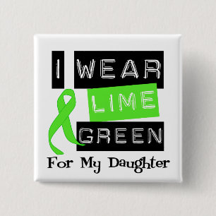 Badge Carré 5 Cm Lymphoma Lime Green Ribbon Daughter